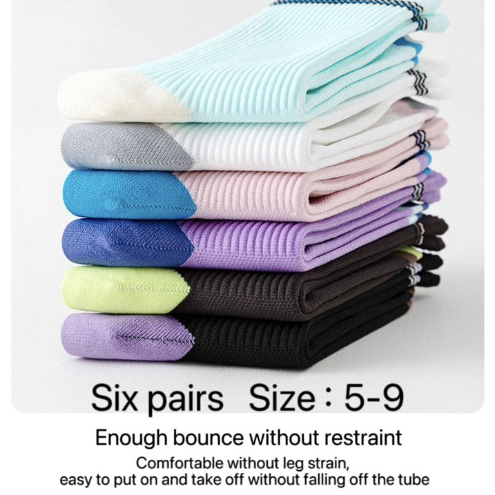 YOMYM 6 Pairs Women Athletic Crew Socks, Running Moisture Sports Socks for Women, Size 5-9