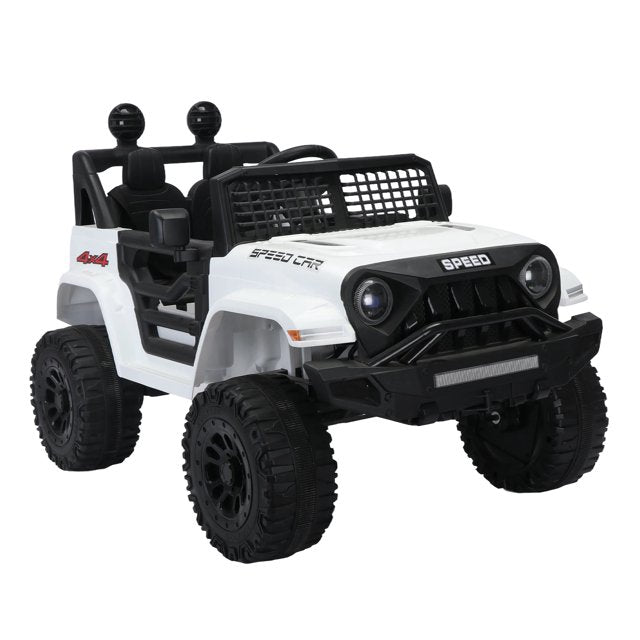WUBEN 12V Kids Ride on Truck Battery Powered Ride on Toy Car with Remote,Spring Suspension White