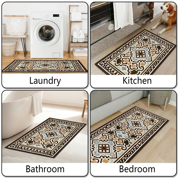 TECHVIDA Kitchen Rugs 3 Piece,Kitchen Mats for Floor, Non-Slip Machine Washable Rugs, Boho Farmhouse Hallway Doormat for Holiday