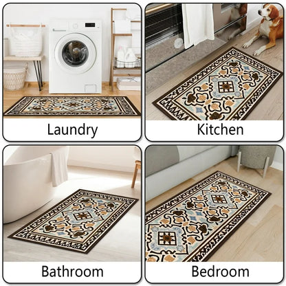 TECHVIDA Kitchen Rugs 3 Piece,Kitchen Mats for Floor, Non-Slip Machine Washable Rugs, Boho Farmhouse Hallway Doormat for Holiday