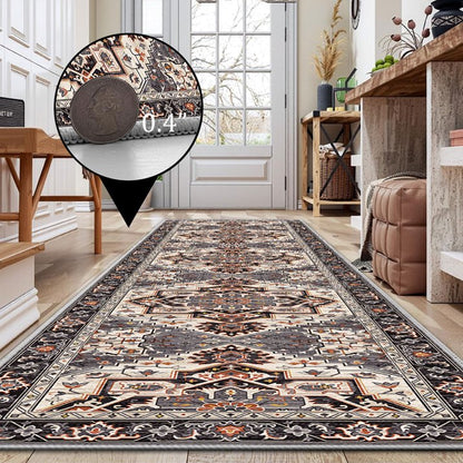 TECHVIDA 2'x8' Hallway Runner Rug Boho,Non Slip Machine Washable Rugs for Hallway Kitchen,Brownish Black