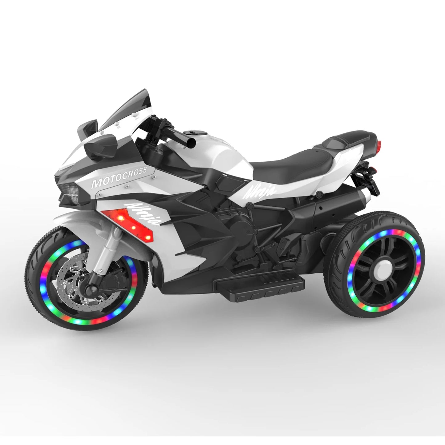 HNH Child Ride on Toys, 90Lbs Max Kids Motorcycle Electric Dirt Bike for Child with Light Wheel,Bluetooth Music-White