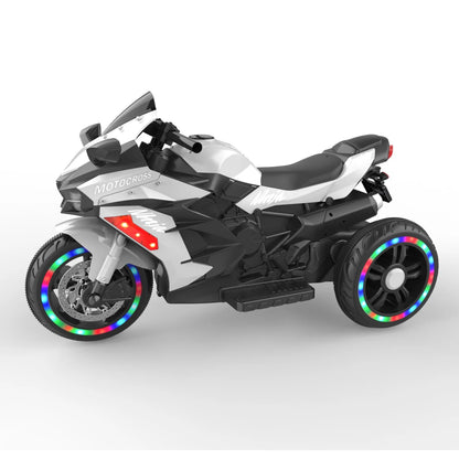 HNH Child Ride on Toys, 90Lbs Max Kids Motorcycle Electric Dirt Bike for Child with Light Wheel,Bluetooth Music-White