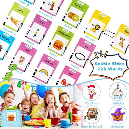 HNH Talking Flash Cards for Kids, Toddler Learing Toys for 2 3 4 5 Year Old Boys and Girls,Preschool Montessori Kids Toy for Birthday Gifts