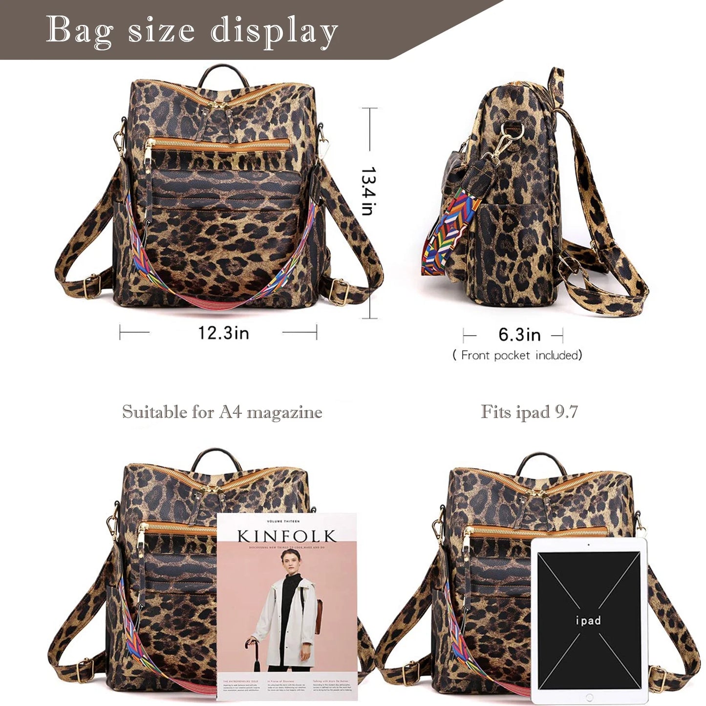 YOMYM Women Backpack Purse Multipurpose Design Handbags Shoulder Bag PU Leather Travel bag Backpack