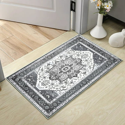 TECHVIDA Kitchen Rugs 4 Piece Set,Non Slip Machine Washable Kitchen Mats,Boho Vintage Abstract Kitchen Carpet for Farmhouse Living Room Hallway