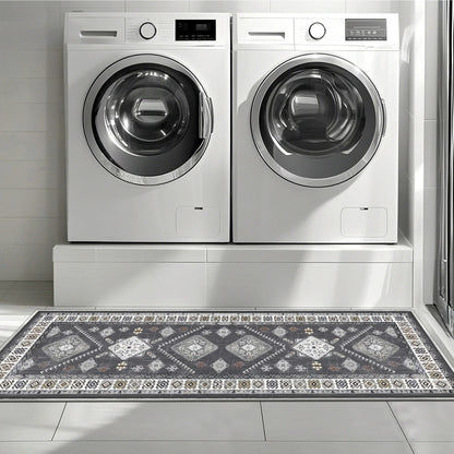 TECHVIDA Kitchen Rug Set 3 Piece,Non Slip Machine Washable Kitchen Mats,Farmhouse Hallway Doormat for Home Floor and Living Room,Gray
