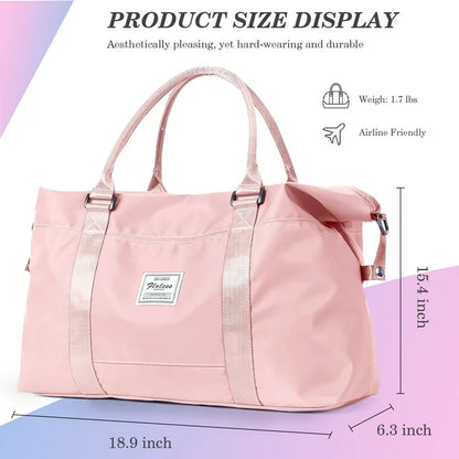 YOMYM Travel Duffel Bag Sports Tote Gym Bag Shoulder Weekender Overnight Bag for Women