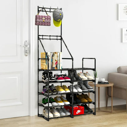 TECHVIDA 5-Tier Shoe Rack Organizer, Freestanding Coat and Shoe Rack, 25 Pairs Shoe Shelf for Entryway