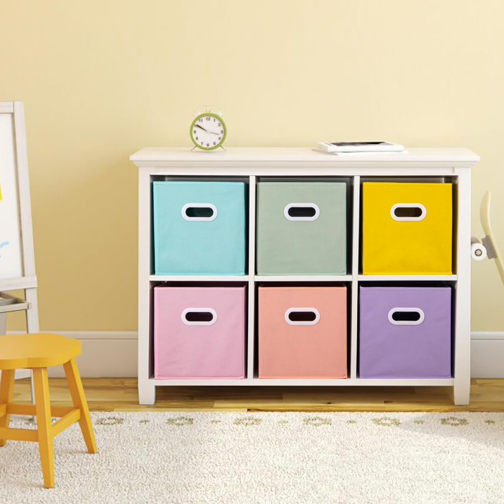 WERSEON Set of 6 Foldable Storage Bins, 11 Inch Fabric Collapsible Storage Cubes with Metal Handles, Cube Baskets for Organizing Clothes, Toys, Books