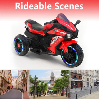 Zogymoz 12V Ride on Motorcycle for Kids, Battery Powered Motorcycle Toy with Bluetooth, Music, Light