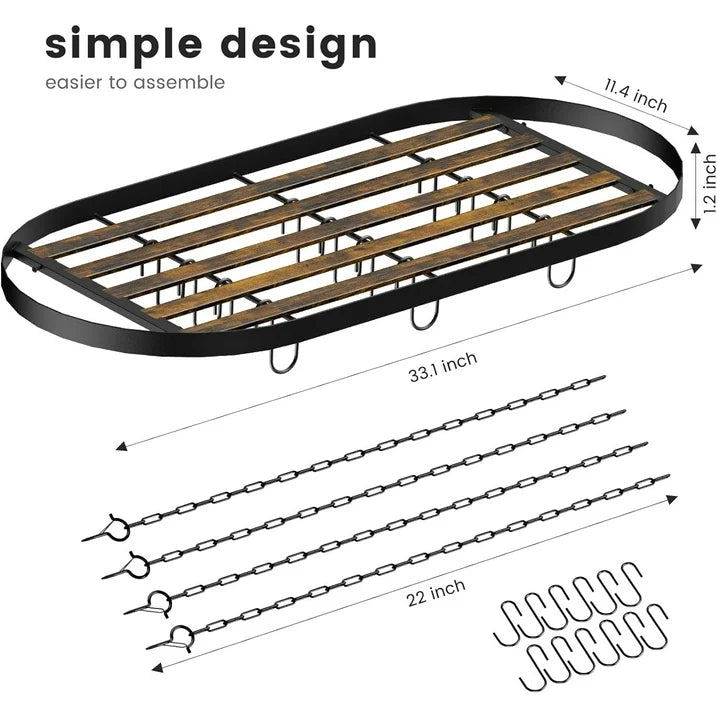 WERSEON Ceiling Mount Hanging Pot Rack, Pot Hanger Pots and Pans Organizer, Heavy Duty Cooking Hanger with 12 Hooks
