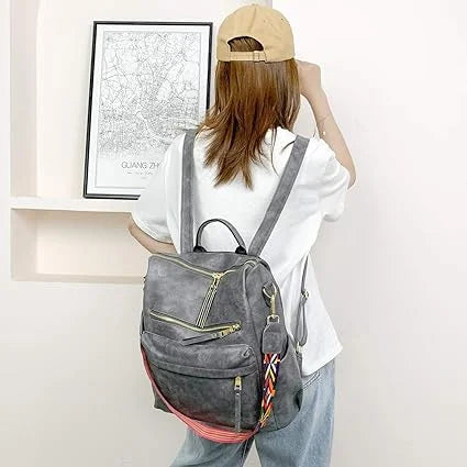 YOMYM Women Backpack Purse for Women Fashion Leather Designer Ladies Convertible School College Shoulder Bags with Colorful Strap