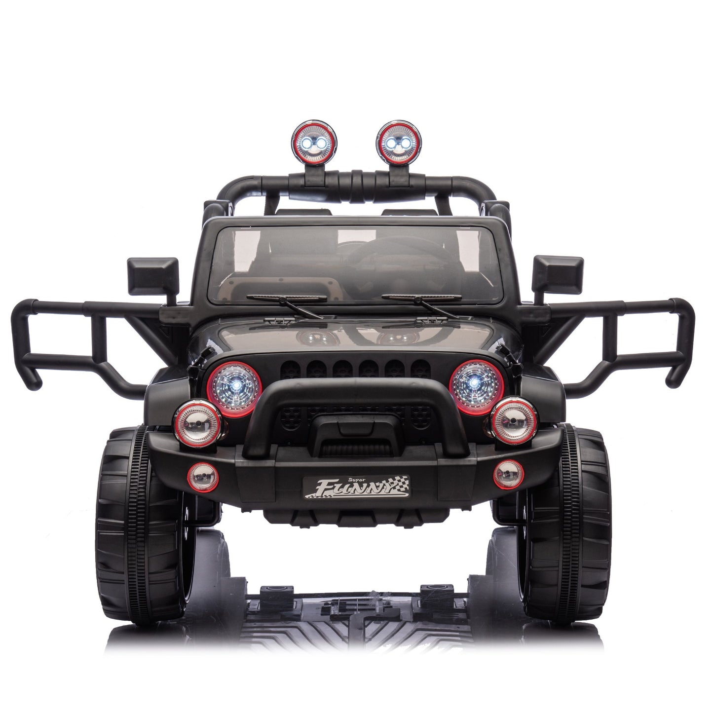 2-Seater Ride On Truck for Kids Ages 3+, 24V7AH Children's Electric Car W/Parental Remote Control, Bluetooth Music, LED Lights, 4Mph, Black