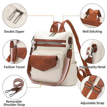 HONGLONG Backpack Purse for Women PU Leather Backpack Ladies Fashion Handbag Designer Shoulder Bag Small Travel Bag Brown