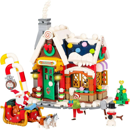 788Pcs Christmas House Building Blocks, Creative Christmas Snowman Block Set Toy Set, Santa Claus Gift Store, Great Holiday Gift for Kids