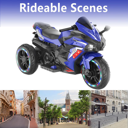Zogymoz 12V Electric Motorcycle for Kids, Powered Ride on Motorcycle with LED Lights, Bluetooth Music
