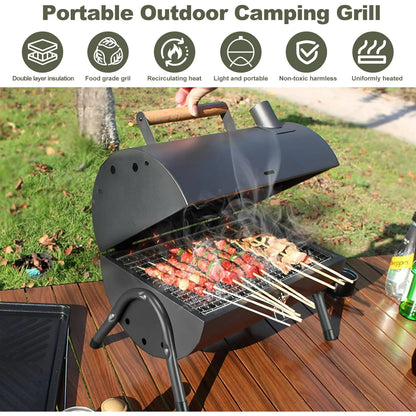 TECHVIDA Portable Charcoal Grill,Portable Grill,Tabletop Outdoor Barbecue Smoker,Bag Fitting, Grill for Camping and Picnics
