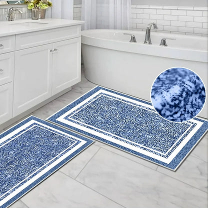 TECHVIDA Bathroom Rugs 3pcs Set,Non-Slip Ultra Soft Bath Rugs,Machine Washable,Water Absorbent,Light Blue