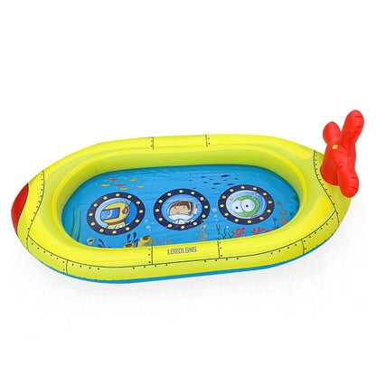 LORDLONG Inflatable Swimming Pool with Built-in Air Pump (Patterned, Medium - 82.6" x 59" x 23.6") - for Kids & Adults - Includes Repair Kit - Self Inflating Blow Up - Family & Kiddie Pool
