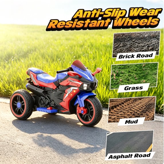 12V 7AH Electric Motorcycle for Kids 3-5 Years Old, 4 MPH Max Speed,Battery Powered Motorcycle with Remote Control, LED Lights, Bluetooth Music