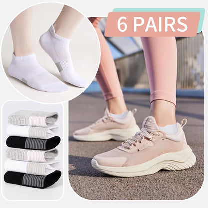 YOMYM 6 Pairs Ankle Socks for Women, Athletic Running Socks Cotton Low Cut Tennis Sports Tab Sock Size 6-11
