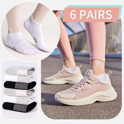 YOMYM 6 Pairs Ankle Socks for Women, Athletic Running Socks Cotton Low Cut Tennis Sports Tab Sock Size 6-11