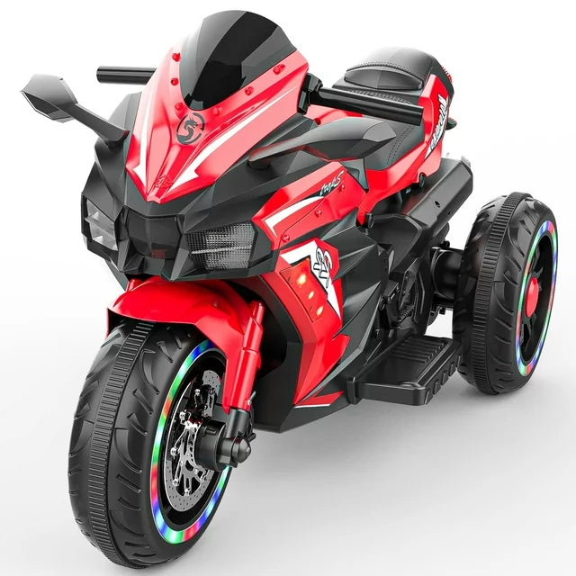 Werseon Kids Motorcycle Ride on Toys, 12V Electric Ride on Motorcycle with LED Wheels and Training Wheels, Support up to 100 lbs
