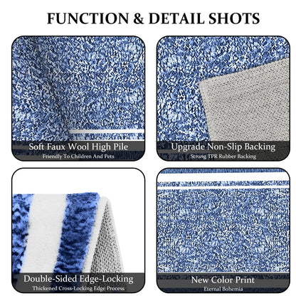TECHVIDA Bathroom Rugs 3pcs Set,Non-Slip Ultra Soft Bath Rugs,Machine Washable,Water Absorbent,Light Blue