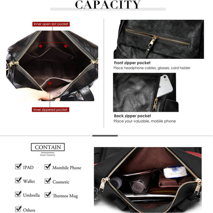 YOMYM PU Leather Backpack Purse For Women Convertible Ladies Fashion Casual Large School Shoulder Bags