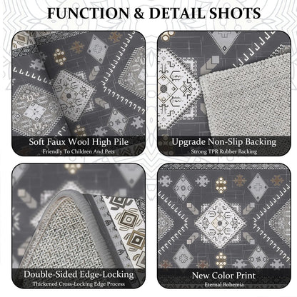 TECHVIDA Kitchen Rug Set 3 Piece,Non Slip Machine Washable Kitchen Mats,Farmhouse Hallway Doormat for Home Floor and Living Room,Gray