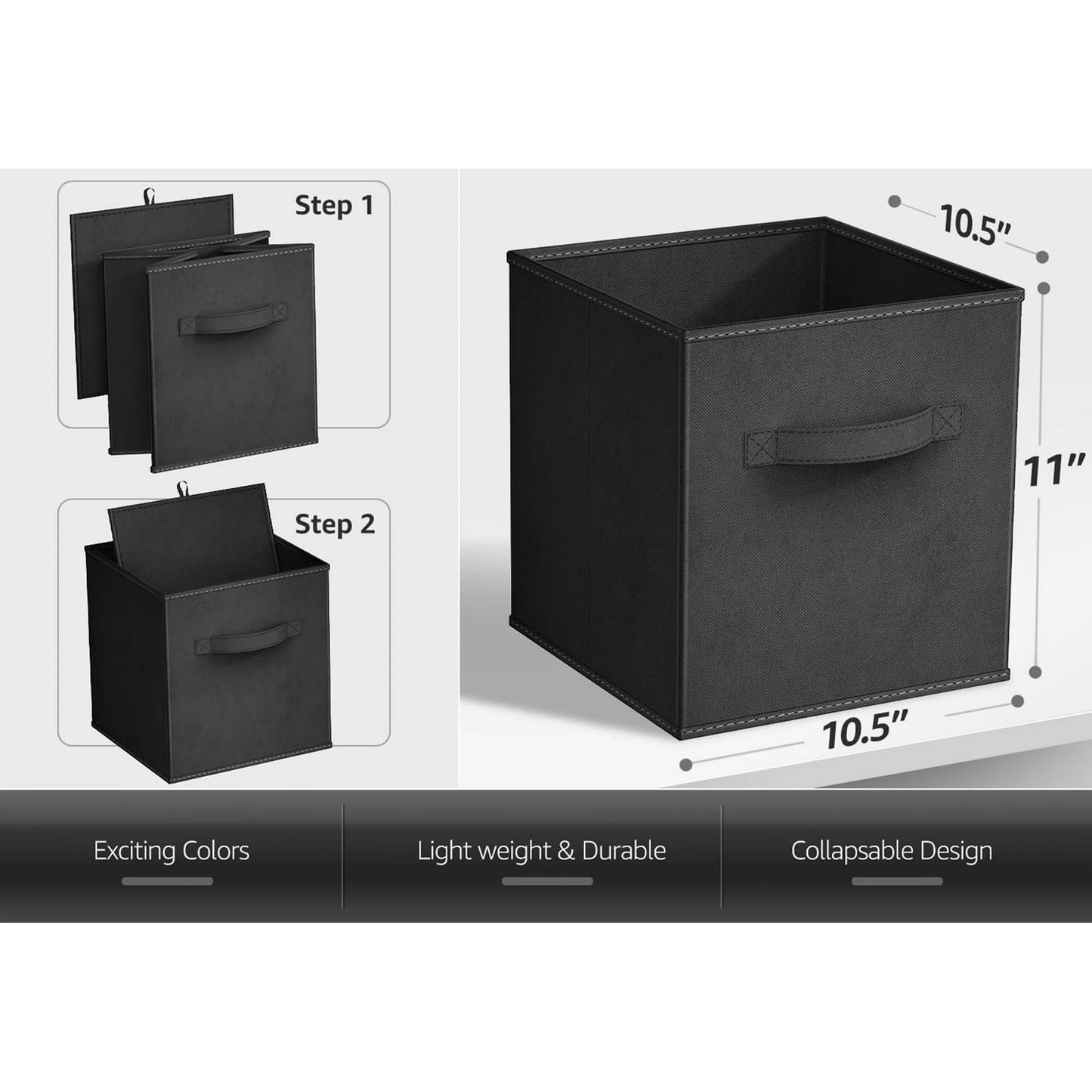 WERSEON Cube Storage Bins for Shelves (6 Pack), 11 Inch Fabric Collapsible Storage Bins with Dual Handles, Foldable Cube Baskets for Clothes, Closet Organizers and Storage Box-108QT