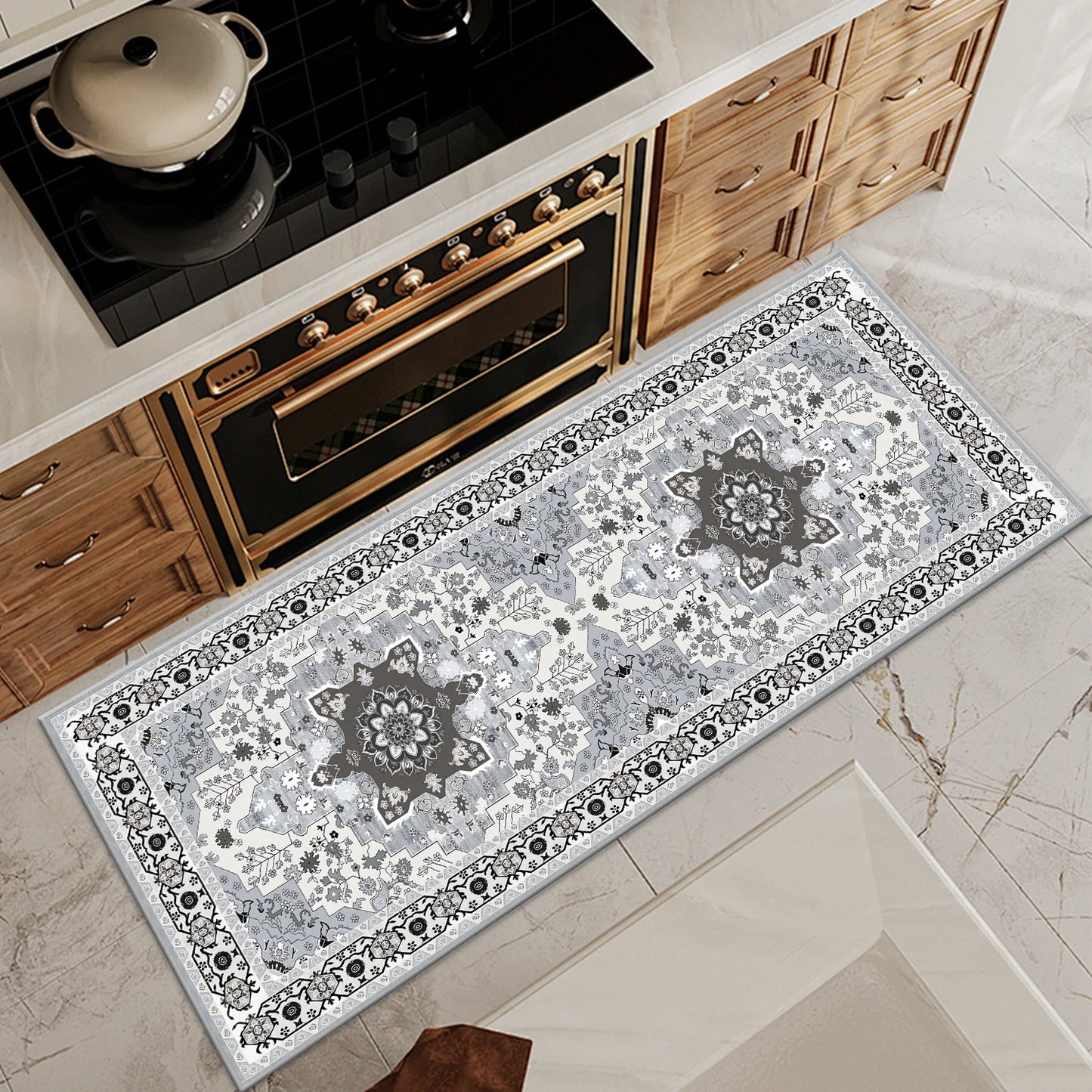 TECHVIDA Kitchen Rug Set 3 Piece,Non Slip Machine Washable Kitchen Mats,Boho Farmhouse Hallway Doormat for Home Deco
