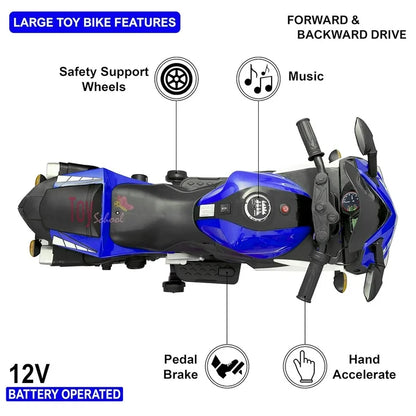 Kids Motorcycle Ride On Toy, 2 Seats Battery Powered Ride On Bike, Electric Motorcycle for Kids Ages 3-8 Years, 4Mph Max, Christmas Toy Gifts,Blue