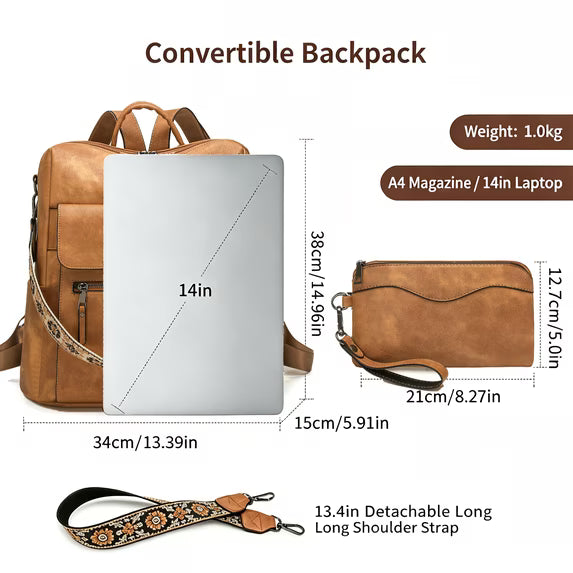 HONGLONG Backpack Purse for Women Travel Backpack PU Leather Ladies Handbag Designer Ladies Fashion Travel Shoulder Bags