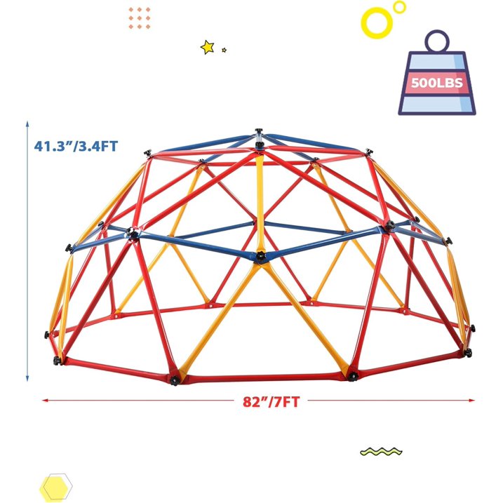 ZOGYMOZ Climbing Dome, Outdoor Climbing Toys for Kids, Jungle Gym for Kids Ages 4-8, 7 FT Play Structure for Playground Climbers, Steel Frame Climbing Structures, 500lbs Capacity