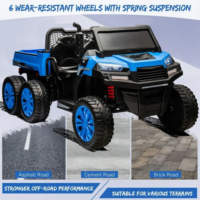 HNH 24V 2 Seater Kids Ride on Truck Car with Remote Control, Ride on Dump Truck with Dump Bed, Ride on Construction Vehicle with Music Player
