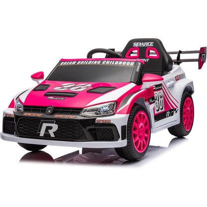 12V Kids Ride on Car Kids Electric Vehicle Toy, Battery Powered Toy Car w/Remote Control, 2 Speed, Bluetooth, LED Light, Ride On Race Toy, Pink