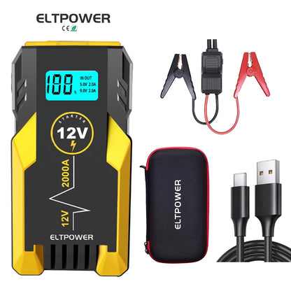 ELTPOWER 2000A Car Jump Starter,Portable Jumpstart Starters,20000mAh 12V Battery Jump Starter, (up to 8.0L Gas),Battery Booster Power Pack, Auto Jump Box with LED Light