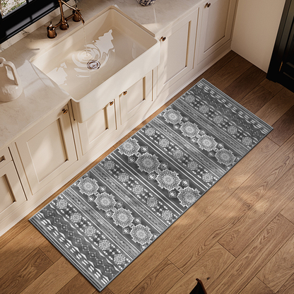 TECHVIDA Gray Kitchen Rug Set 3 Piece,Non Slip Machine Washable Kitchen Mats,Boho Farmhouse Hallway Doormat for Home Decor