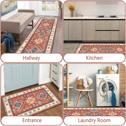FoxHouse Boho Kitchen Rugs Sets 3 Piece with Runner Non Slip Rugs and Mats Washable Mats for Floor Thick,Floor Mat Carpet Runner Rugs for Hallway Laundry Holiday Decor