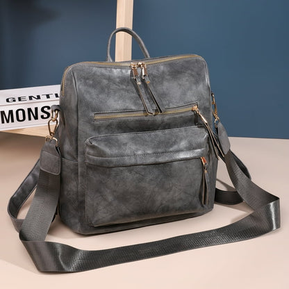 HONGLONG Fashion Backpack Purse for Women Convertible Travel Shoulder Bag PU Leather Handbags,Black