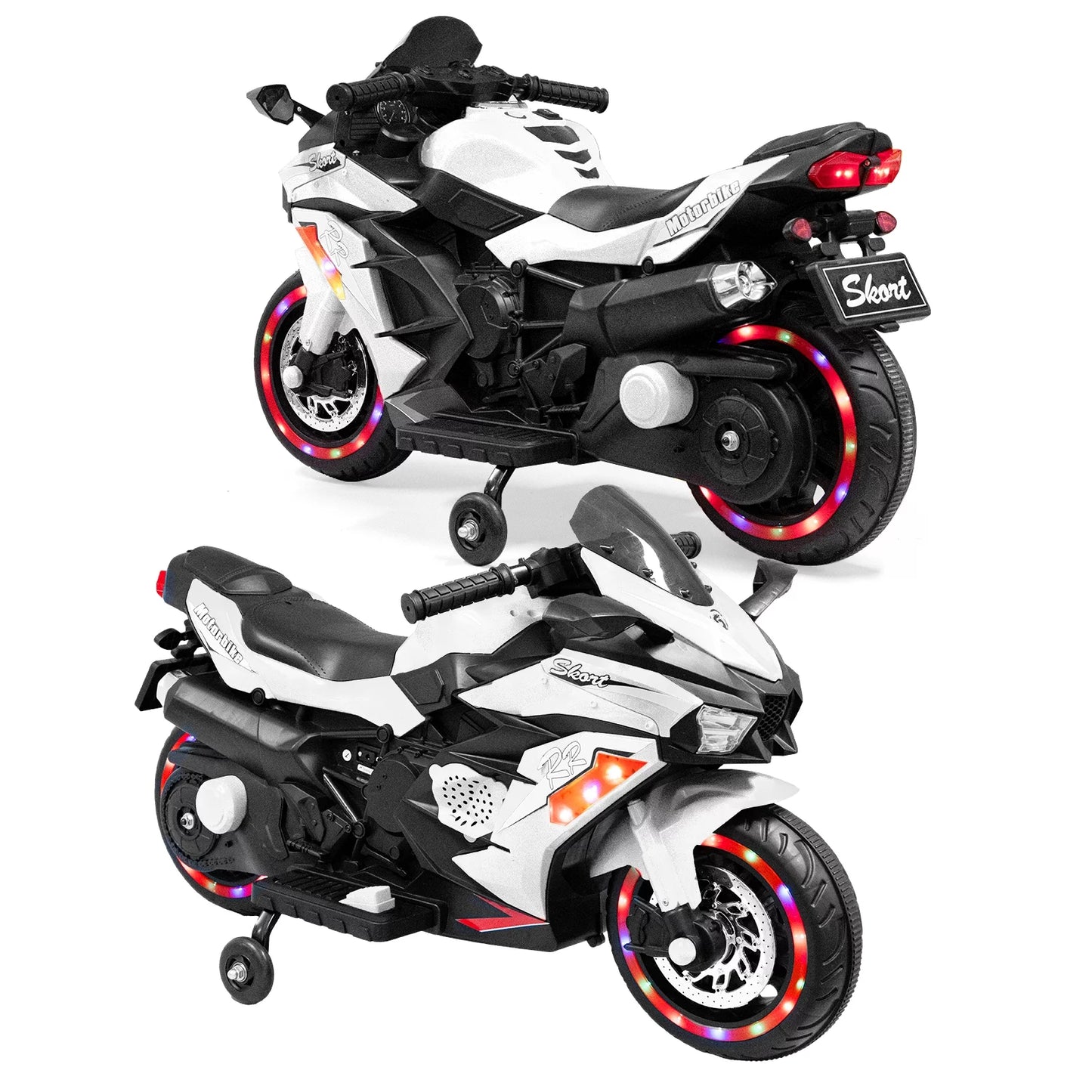 HNH Ride on Toys 12v Battery Powered Ride on Motorcycle for Kids 3 Wheels Motorcycle with LED Lights Music Child