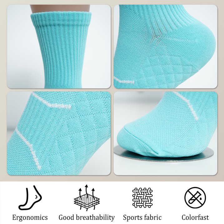 YOMYM Crew Socks for Women, Hiking Athletic Running Walking Cushioned Compression Cotton Socks 8 Pairs