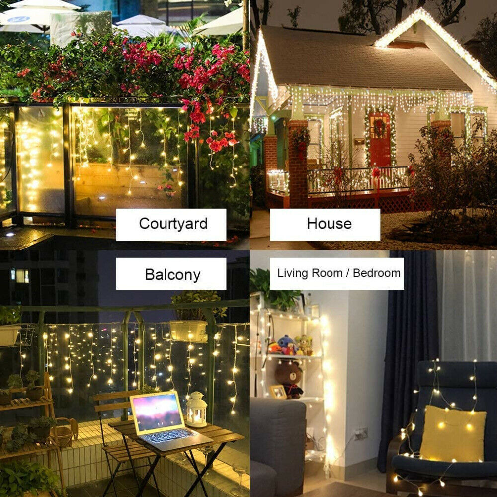 Cheelom 2023 Christmas Lights Outdoor 96 Led Solar Icicle Lights Christmas Decorations Outdoor Indoor Outdoor Wedding Party Patio Christmas Lights Clearance Sale
