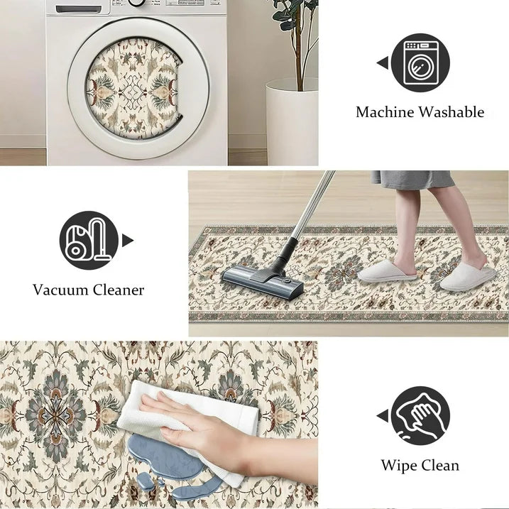 TECHVIDA 2'x8' Hallway Runner Rug Boho,Non Slip Machine Washable Rugs for Hallway Kitchen,Yellowish Brown