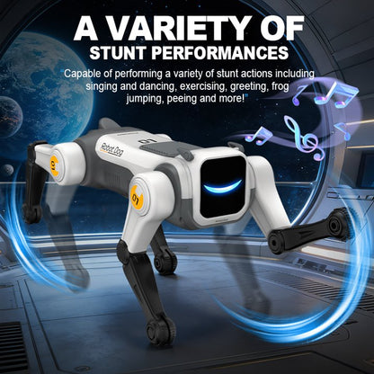 HNH Robot Dog Toy for Kids, 2.4Ghz Remote Control Stunt Dog with Music & Light, Voice Commands, White