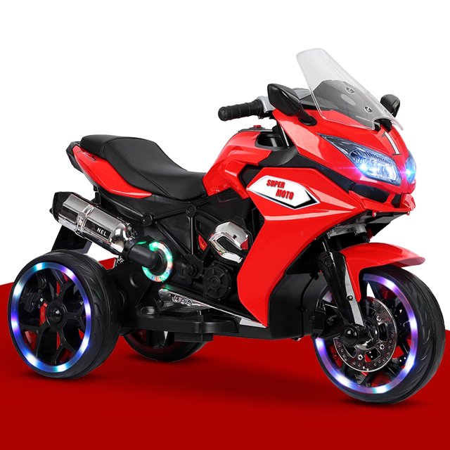 WUBEN 12V Kids Motorized Ride on Toys for Child 3 Wheeler Electric Motorcycle for Kids with Light Wheels