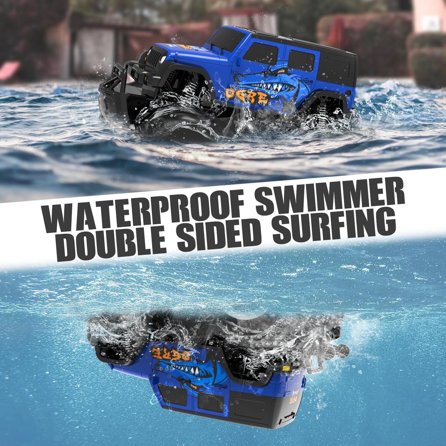 Remote Control Car Toys for Boys 2.4GHz 1:16 All Terrain Off-Road RC Car Waterproof RC Monster Truck Kids Pool Toys Remote Control Boat Gifts for Kids Boys