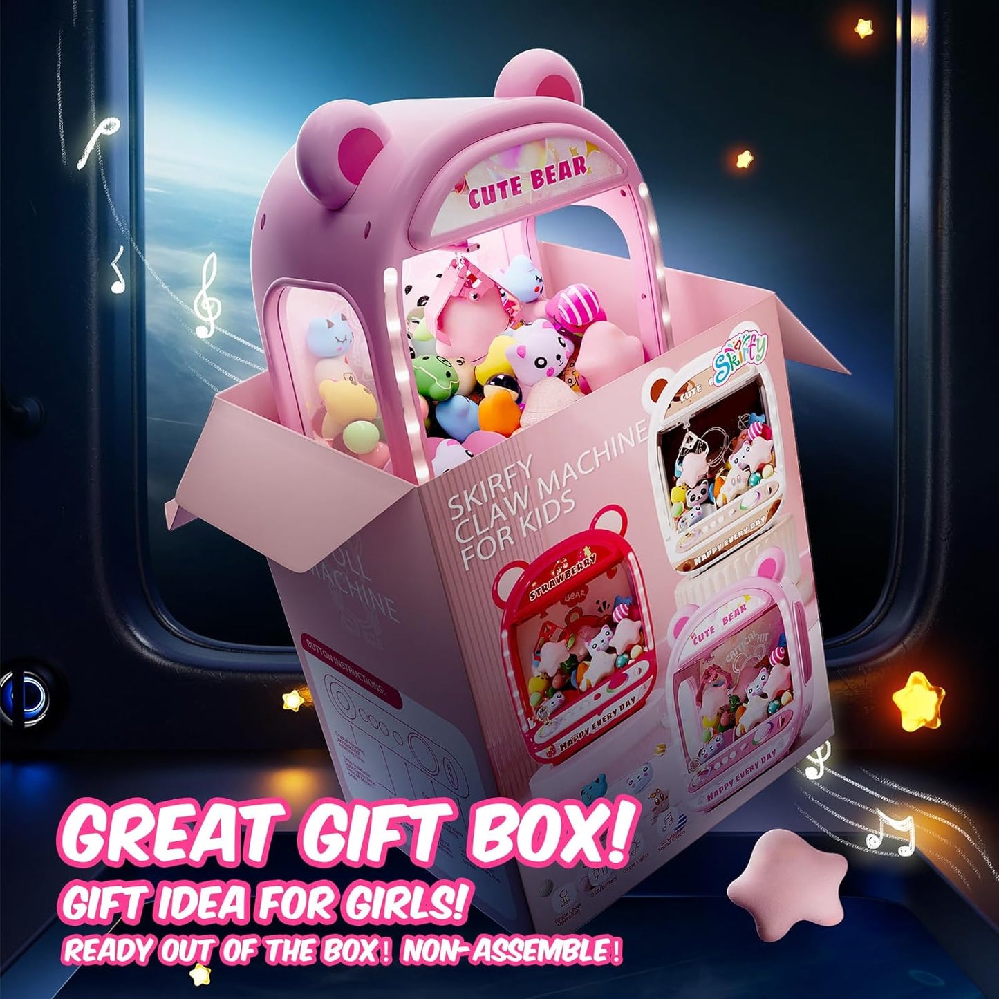 Claw Machine for Kids, Mini Vending Machine with Music, Prize Dispenser Toys for Girls and Boys, Electronic Claw Game Machine for Party Birthdays